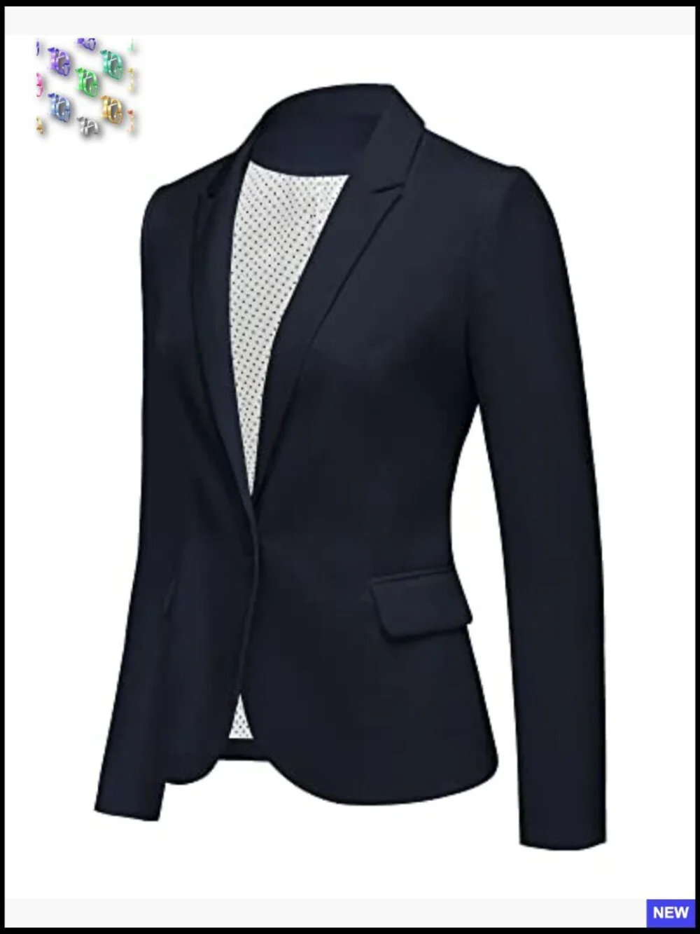 Classic Notched Lapel Blazer Jacket Polyester Work Office Professional Suit